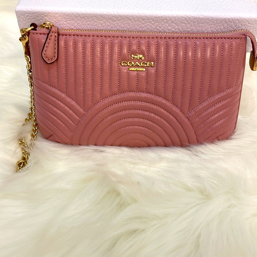 Coach Large Art Deco Wristlet/ Clutch Pink